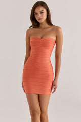 papaya strapless v waist bandage mini dress