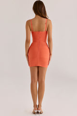 papaya v waist bandage mini dress