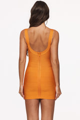 mango scoop neck bandage mini dress