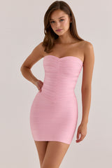 lychee strapless v waist bandage mini dress