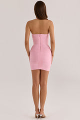 lychee sculpting halter v waist mini bandage dress