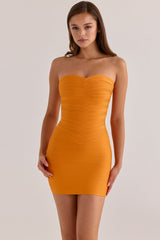 mango strapless v waist bandage mini dress