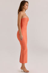 papaya strapless v waist bandage maxi dress