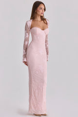 pink lace maxi dress