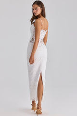 white broderie anglaise lace midi dress