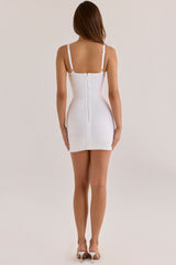 true white v waist bandage mini dress
