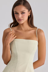 matcha green cotton flared midi sundress
