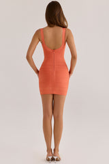 papaya scoop neck bandage mini dress