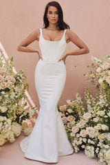 ivory satin mermaid bridal gown - limited edition