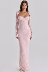 pink lace maxi dress