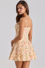 warm rose print cotton flared mini sundress