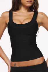 black scoop neck bandage top