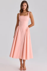 peach cotton midi sundress