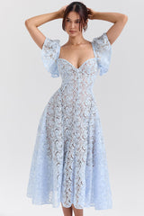 bluebell floral lace midi dress