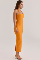 mango halter neck bandage maxi dress