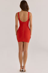 saffron scoop neck bandage mini dress