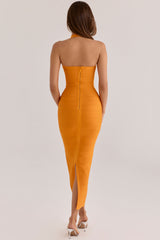 mango halter neck bandage maxi dress