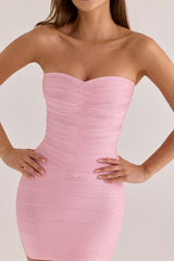 lychee strapless v waist bandage mini dress