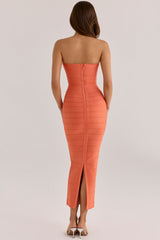 papaya strapless v waist bandage maxi dress