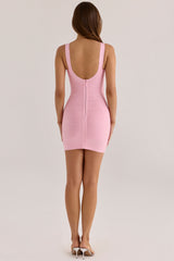 lychee scoop neck bandage mini dress