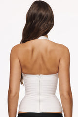 true white halter neck bandage top