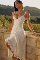 white cotton broderie anglaise midi sundress