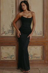 black hand-beaded embellished maxi dress - limited edition