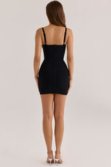 black v waist mini bandage dress