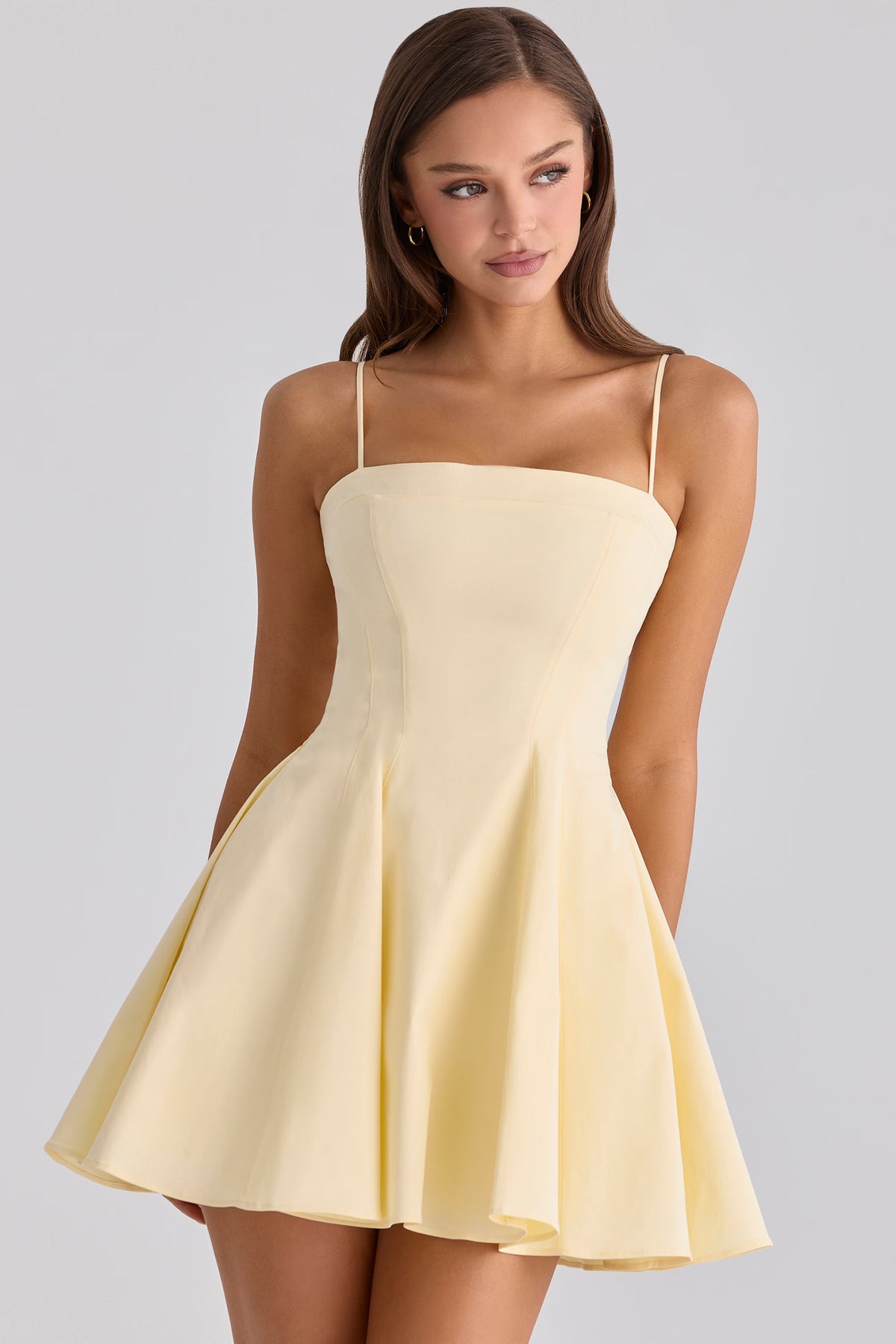 lemon cotton flared mini sundress