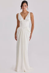 ivory satin corset bridal gown