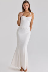 white broderie anglaise cotton maxi skirt