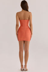 papaya strapless v waist bandage mini dress