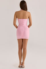 lychee halter neck bandage mini dress