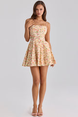 warm rose print cotton flared mini sundress